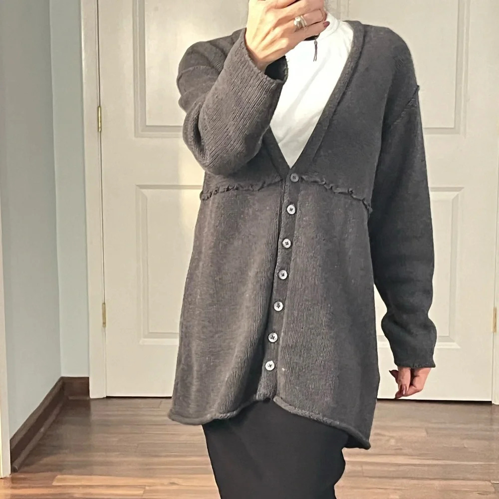 J.Jill gray 100% cotton oversized cardigan size M